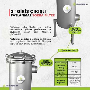 Bag Filtre 3'' DN80 ( Paslanmaz Torba Filtre -Gaf Filtre)