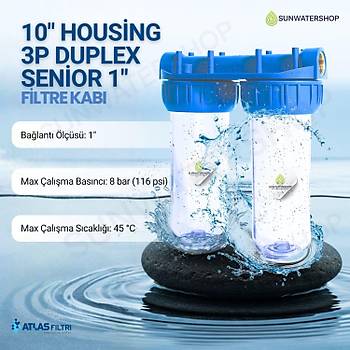 Atlas Housing 10'' 3P Duplex Senior 1'' Filtre Kab�