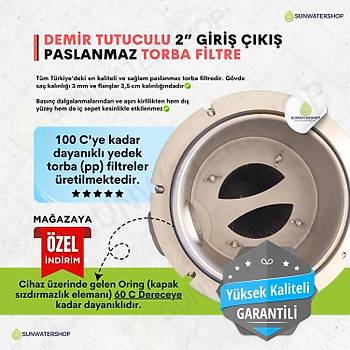 Demir Tutuculu Paslanmaz Torba Filtre 2'' DN50 (Bag Filtre-Gaf Filtre)