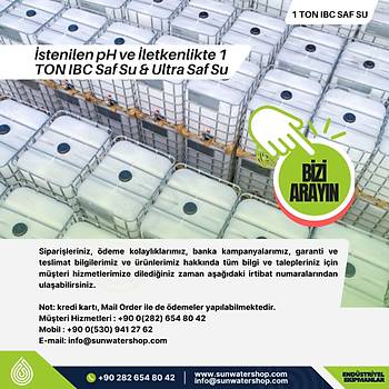 1 Ton IBC Saf Su & Ultra Saf Su �retimi | �stenilen pH ve �letkenlikte 1 Ton IBC SafSu & Ultra Saf Su �retimi | 1 Ton IBC �stenilen pH ve �letkenlikte Saf Su & Yumu�ak Su & Filtre Edilmi� Ham Su &  Ultra Saf Su 1 Ton IBC Dolumu