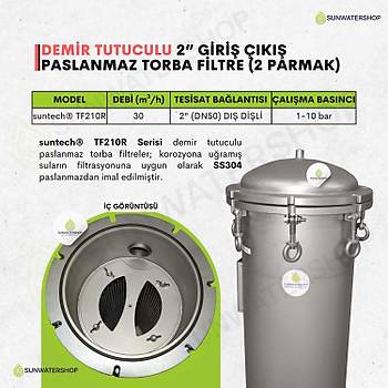 Demir Tutuculu Paslanmaz Torba Filtre 2'' DN50 (Bag Filtre-Gaf Filtre)