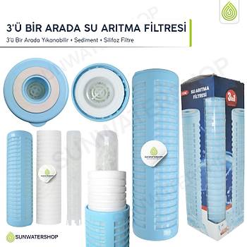 10� 3'� Bir Arada Y�kanabilir + Sediment + Silifoz Filtre