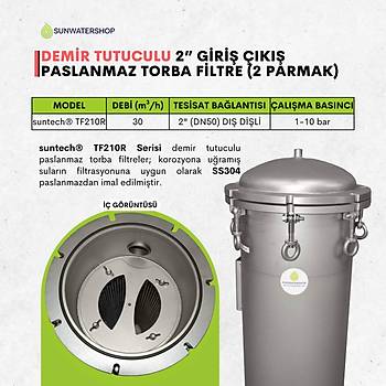 Demir Tutuculu Paslanmaz Torba Filtre 2'' DN50 (Bag Filtre-Gaf Filtre)