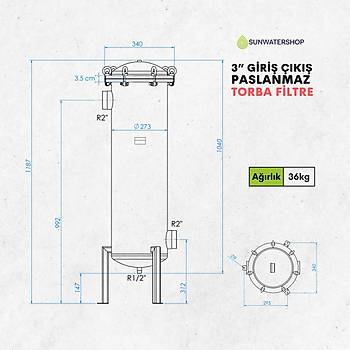 Bag Filtre 3'' DN80 ( Paslanmaz Torba Filtre -Gaf Filtre)
