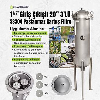 20'' 3'l� SS304 Paslanmaz �oklu Kartu� Filtre