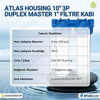 Atlas Housing 10'' 3P Duplex Master 1'' Filtre Kab�