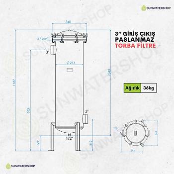 Bag Filtre 3'' DN80 ( Paslanmaz Torba Filtre -Gaf Filtre)