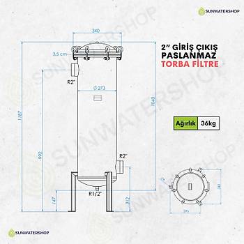 Bag Filtre 2'' DN50 ( Paslanmaz Torba Filtre -Gaf Filtre)