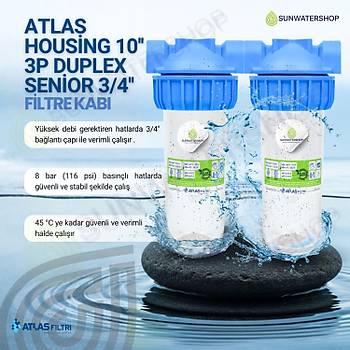 Atlas Housing 10'' 3P Duplex Senior 3/4'' Filtre Kab�