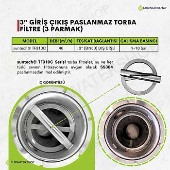 Paslanmaz Torba Filtre 3'' DN80 (Bag Filtre-Gaf Filtre)
