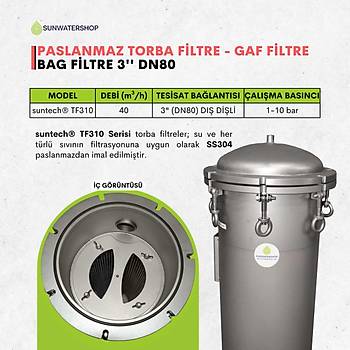 Bag Filtre 3'' DN80 ( Paslanmaz Torba Filtre -Gaf Filtre)