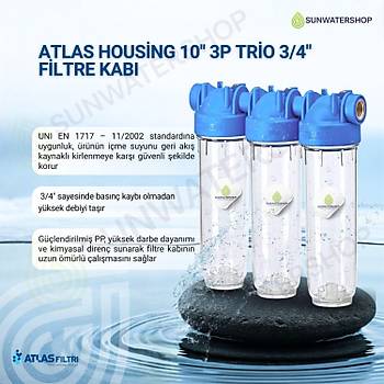 Atlas Housing 10'' 3P Trio 3/4'' Filtre Kab�
