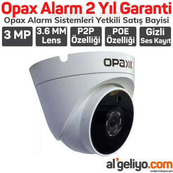 3MP POE'LÝ VE SESLÝ IP 3 Array 3.6MM Metal Dome Kamera OPAX-7685P