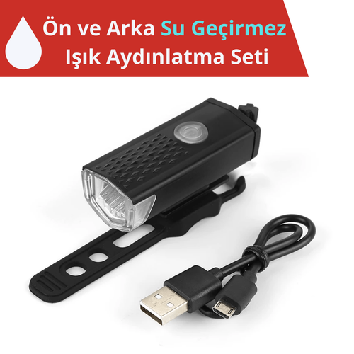 Bisiklet n ve Arka Su Geirmez arjl Aydnlatma Seti