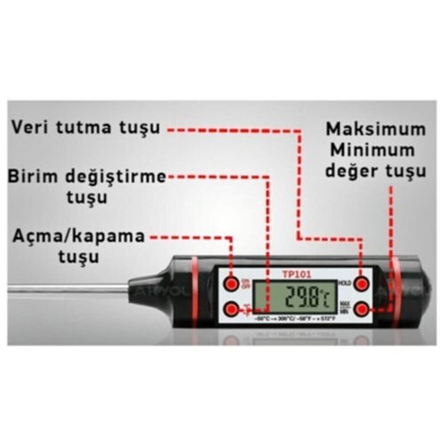 Dijital Saplamalý Termometre Yoðurt Mayalama Et Süt Gýda Yemek Termometresi