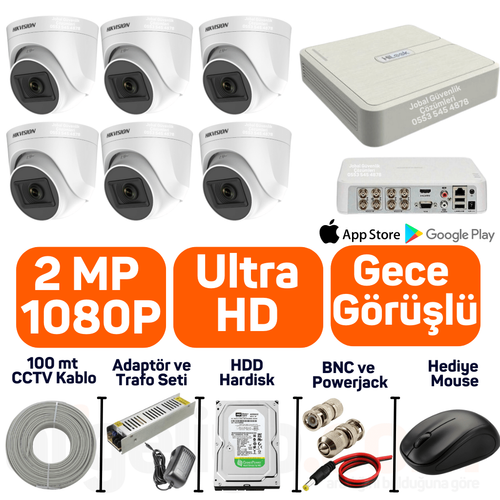 Hikvision 6 lý Kamera Seti Dome Kamera Güvenlik Sistemleri