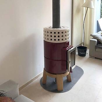 Round Stack Wood Seramik Odun Sobas