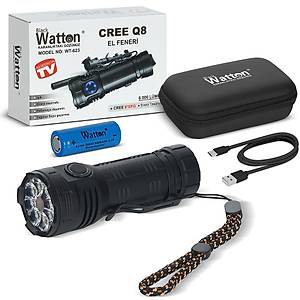 CREE Q8- XPG 8+1 LED ŞARJLI EL FENERİ WATTON WT-623