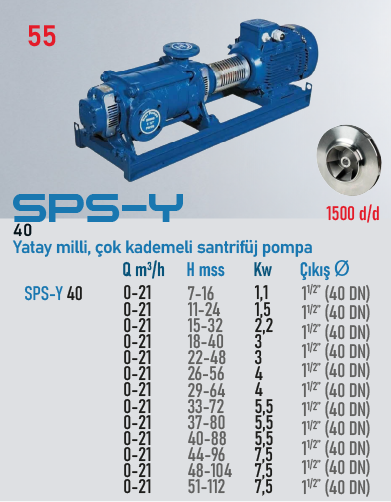 STAR POMPA SPS-Y 40 3kW 5 KADEMELİ Santrifüj Pompa