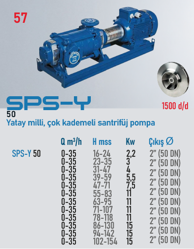 STAR POMPA SPS-Y 50 3kW 3 KADEMELİ Santrifüj Pompa