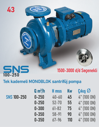 STAR POMPA SNS (100-250) 1500 d/d 7,5kW Santrifüj Pompa