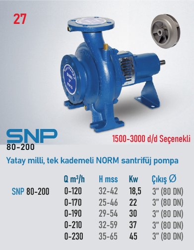 STAR POMPA SNP (80-200) 3000 d/d 30kW Santrifüj Pompa