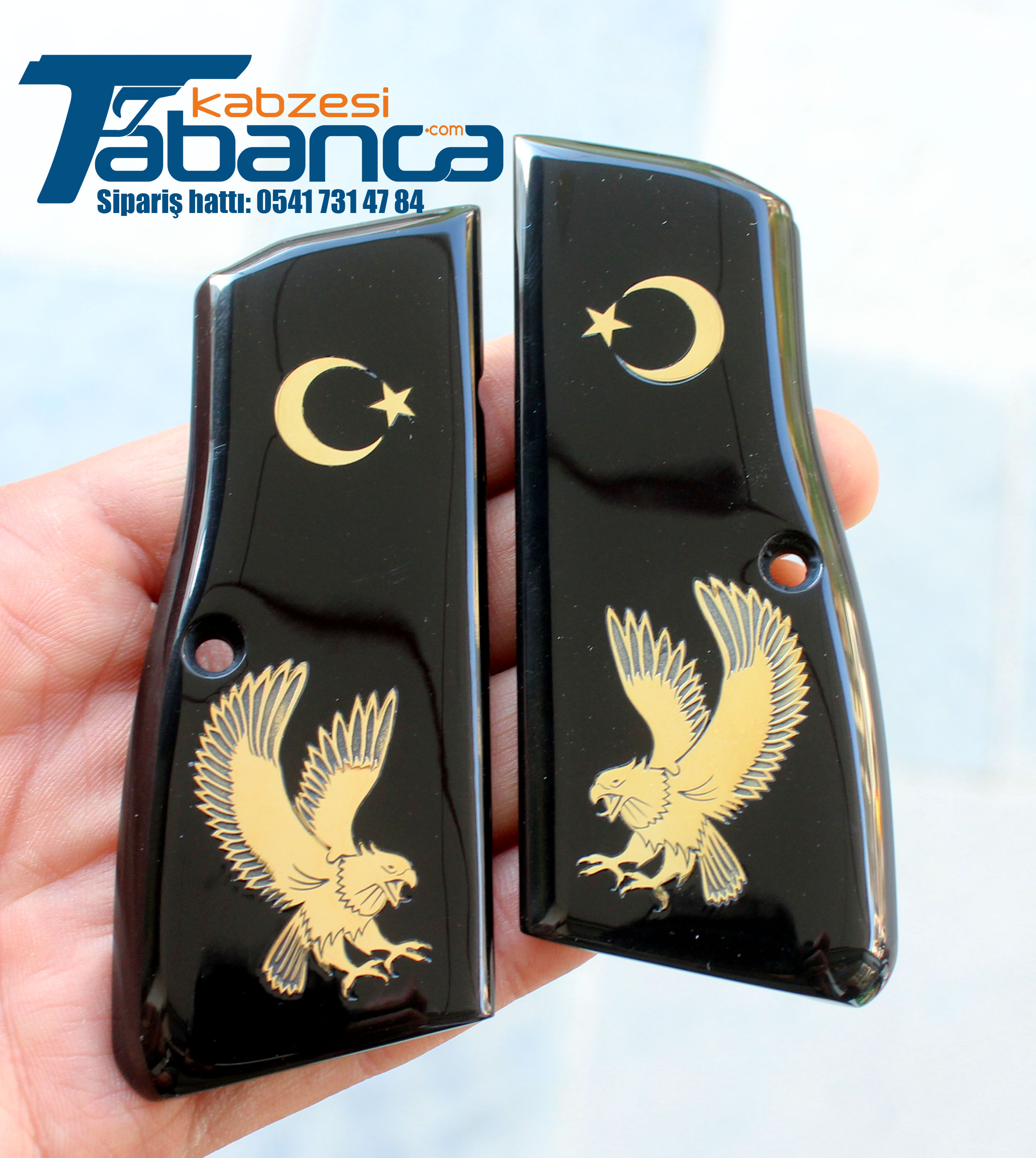 Browning Uyumlu Özel Seri Pleksi Kabze - Sarı Pirinç Logolu