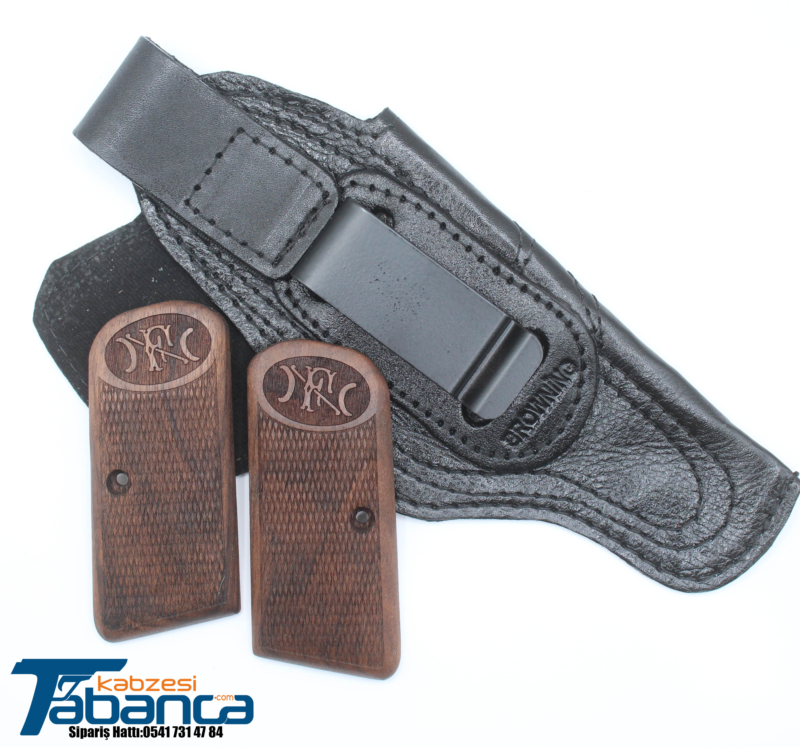 Browning FN 1910 "Kısa Belçika" Özel Set: Ceviz Kabze & Deri İç Kılıf