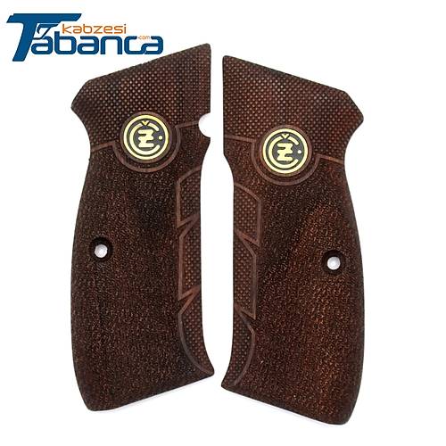 CZ 75 B Uyumlu Ceviz Kabze - Sar� Metal Logolu