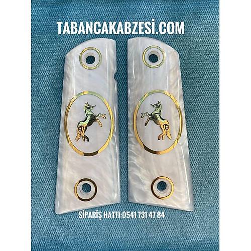 Colt 1911 Uyumlu Sedef Kabze - Pirin� Logolu �zel Tasar�m