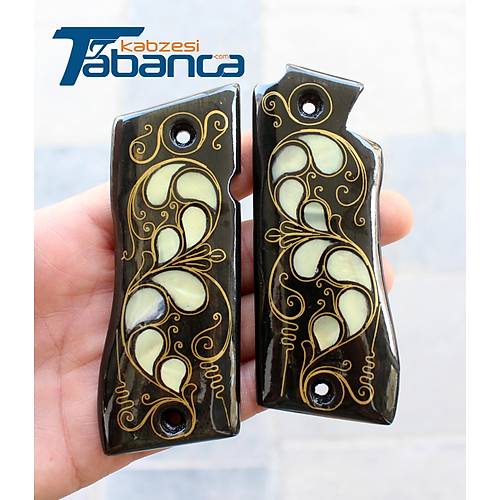 Kesik Star Sedef ��lemeli Tabanca Kabzesi