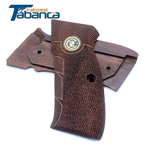 CZ 75 B Uyumlu Ceviz Kabze - Sar� Metal Logolu