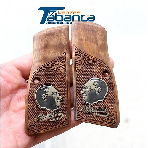 Browning Atat�rk Resimli Ah�ap Kabze