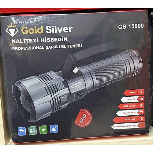 Gold Silver GS-15000 Profesyonel �arjl� El Feneri - 14000 L�men Y�ksek Performansl� Projekt�r