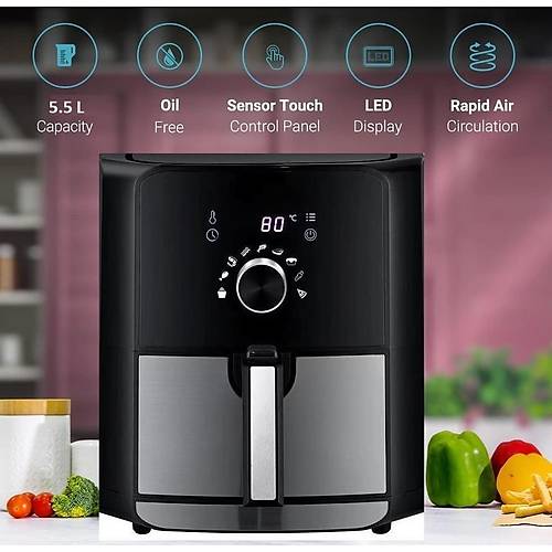 Dalle XL 1700 Watt 5.5 Litre Hacimli Ya�s�z Frit�z Airfryer