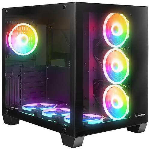 RAMPAGE ICEWAVE PSU YOK SYAH TEMPERL CAMLI 7X120MM ARGB FAN+KONTROLC TRANSPARAN E-ATX MIDI TOWER KASA