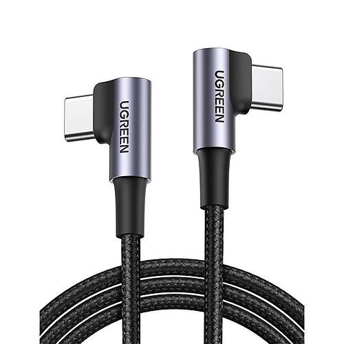 UGREEN USB-C 60W 3A QC PD FT TARAFI 90 DERECE RGL HIZLI ARJ KALOSU 1 MT SYAH 70529