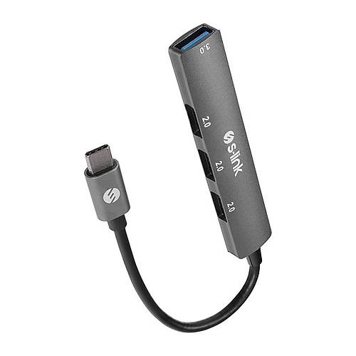 S-LINK SW-U324 3*USB2.0, 1*USB3.0 TYPE-C METAL USB HUB OKLAYICI