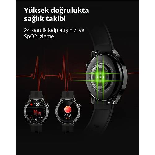 AUKEY SW-2P-GY AKILLI SAAT 3.7CM LCD BLUETOOTH ARI SALIK GZETM SPOR BLDRMLER IP67 GR