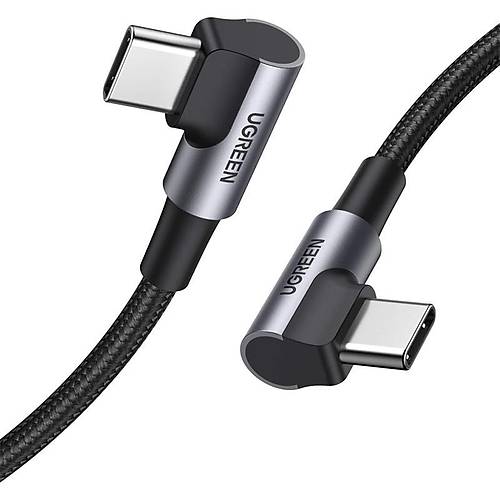 UGREEN USB-C 60W 3A QC PD FT TARAFI 90 DERECE RGL HIZLI ARJ KALOSU 2 MT SYAH 70531