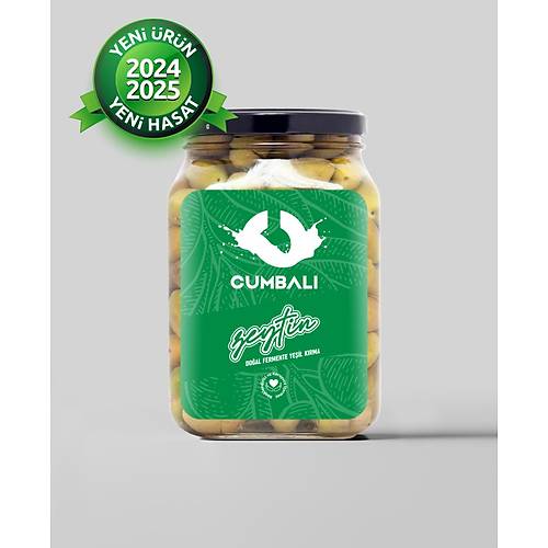 Doal Fermente Yeil Krma Zeytin, 1 Kg Cam Kavanoz