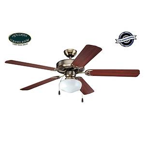O�uzhan - Builder Series Antik Pirin� - 132 Cm. Beyaz K�re Cam Ayd�nlatmal� Tavan Vantilat�r�