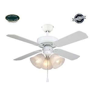 O�uzhan - Builder Series Beyaz - 107 Cm. 3 l� Kaymakta�� Zil Cam Ayd�nlatmal� Tavan Vantilat�r�