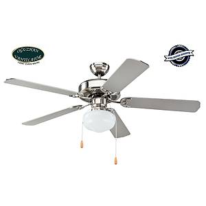 O�uzhan - Builder Series F�r�alanm�� Nikel - 132 Cm. Beyaz K�re Cam Ayd�nlatmal� Tavan Vantilat�r�