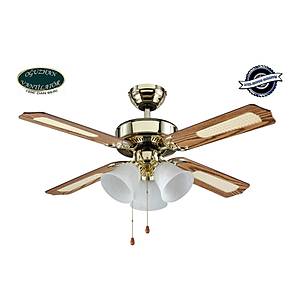 O�uzhan - Builder Series Parlak Pirin� - 107 Cm. Ayd�nlatmal� - Has�r Kanat Tavan Vantilat�r�