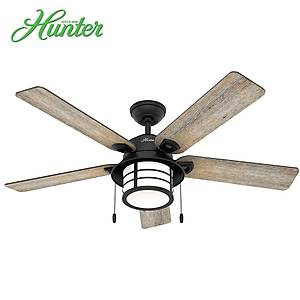 Hunter - Santorini Do�al Demir - 132 Cm. Ayd�nlatmal� D�� Mekan - Nemli Mekan Tavan Vantilat�r�