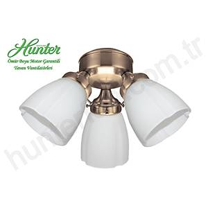 Hunter - 3 l� Antik Pirin� G�vdeli - D�z Beyaz Yivli Cam Ayd�nlatma