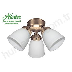 Hunter - 3 l� Antik Pirin� G�vdeli - Beyaz Kemerli Cam Ayd�nlatma