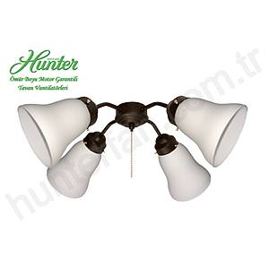 Fanimation - Beyaz Buzlu Caml� 4l� �a�da� Bronz Ayd�nlatma