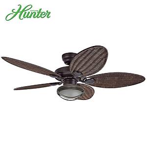 Hunter - Outdoor Elements II �a�da� Bronz - 137 Cm. Has�r Kanatl� Ayd�nlatmal� D�� Mekan Tavan Vantilat�r�